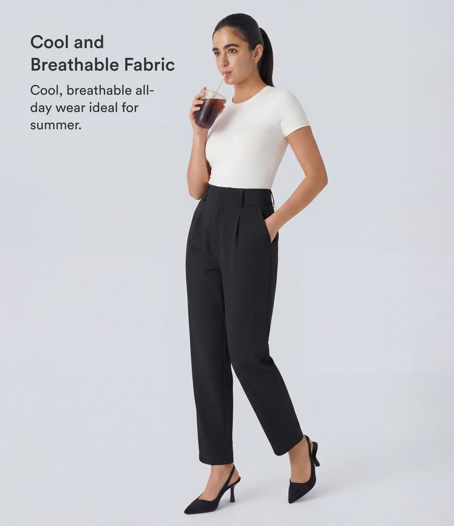 Halara Flex™ High Waisted Pocket Solid Work Tapered Pants - Black