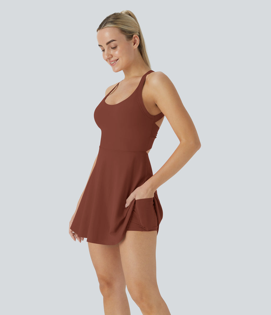 SoftlyZero™ Airy Backless Twisted Cool Touch Dance Active Dress-Easy Peezy Edition - Sequoia