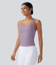 SoftlyZero™ Plush Cut Out Yoga Tank Top A-D Cups - Tulip Purple