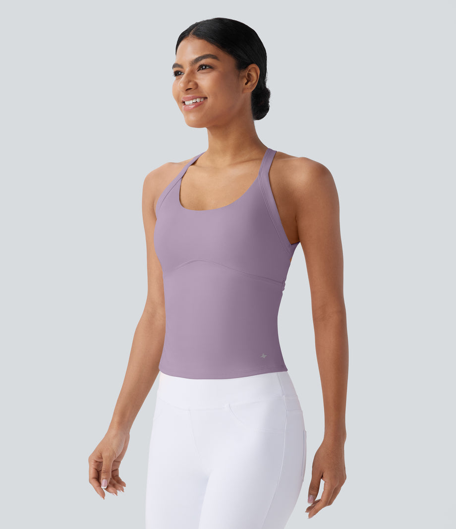 SoftlyZero™ Plush Cut Out Yoga Tank Top A-D Cups - Tulip Purple