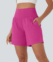SoftlyZero™ Airy Super High Waisted 2-in-1 Cool Touch Yoga Shorts 7" with Pockets - Fuchsia Fedora