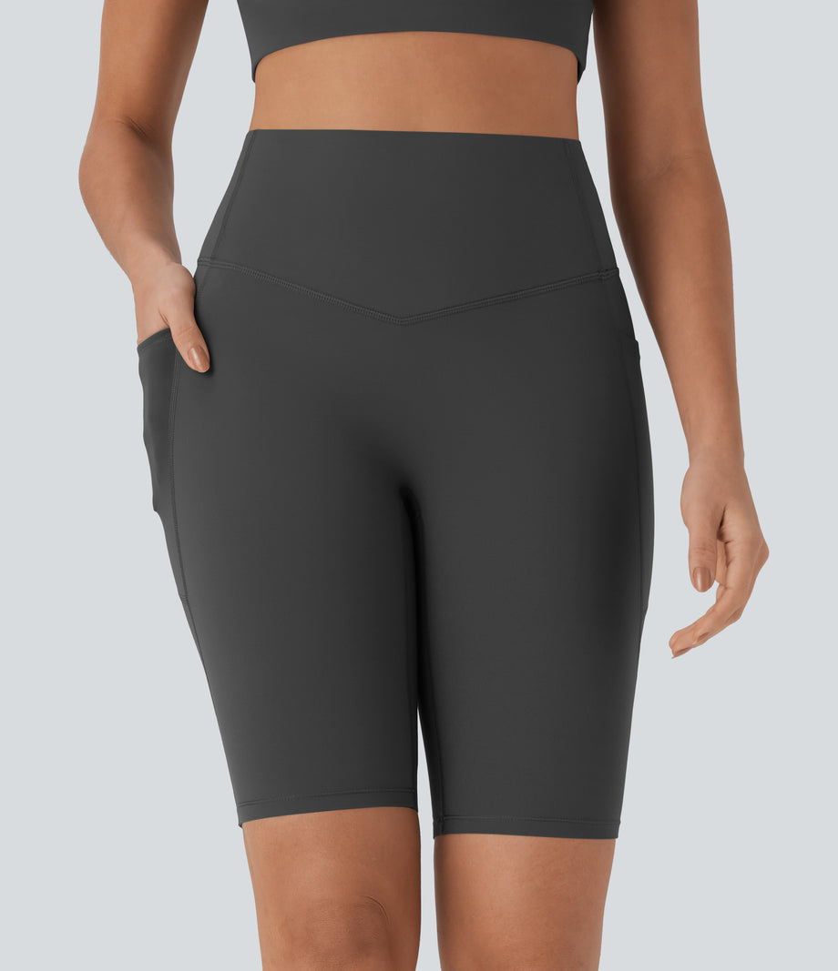 Halara UltraSculpt™ High Waisted Tummy Control Pocket Shaping Training Biker Shorts 9'' - Volcanic Ash