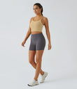 Basic Padded Workout Cropped Low Support Tank Top A-D Cups - Moonstone