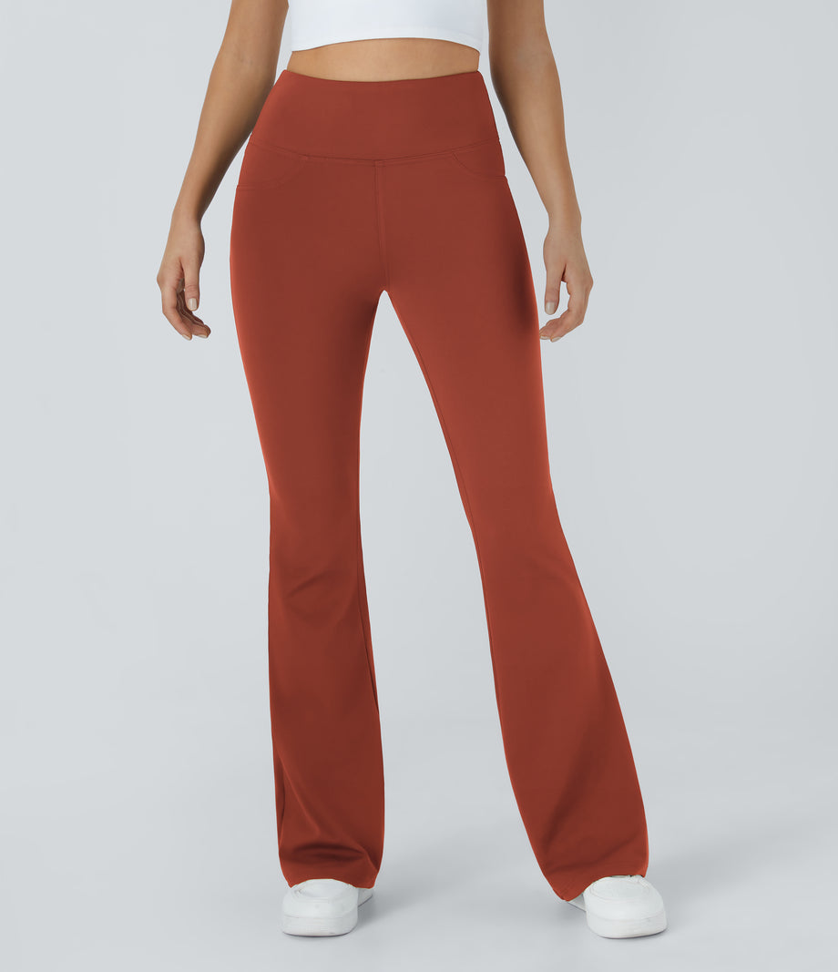 DayStretch High Waisted Pocket Flare Yoga Leggings - Cinnabar
