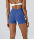 SoftlyZero™ High Waisted Crossover Plain Yoga Biker Shorts 3''-UPF50+ - Beaucoup Blue