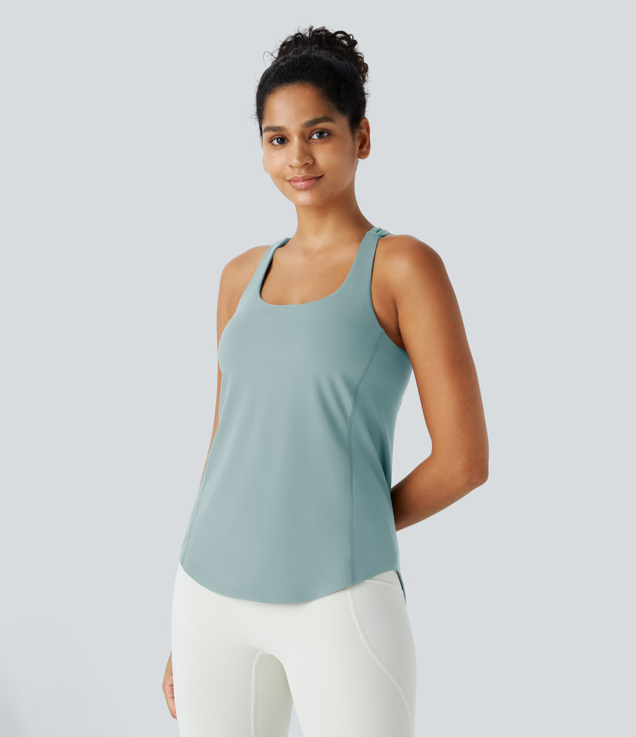 Halara UltraSculpt™ Round Neck Curved Hem Workout Tank Top - Ether