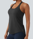 Halara UltraSculpt™ Round Neck Crisscross Back Running Tank Tops DD-F Cups - Volcanic Ash