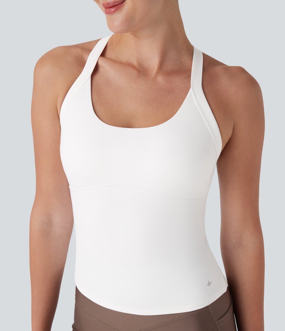 SoftlyZero™ Plush Cut Out Yoga Tank Top A-D Cups - White