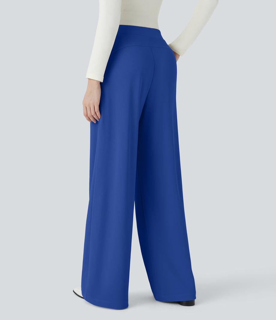Halara Flex™ High Waisted Body Sculpt Waist-Slimming Pocket Wide Leg Micro Waffle Work Pants - Surf the Web
