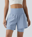 SoftlyZero™ Airy Super High Waisted 2-in-1 Cool Touch Yoga Shorts 7'' with Pockets - Skyway