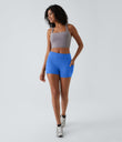 SoftlyZero™ Airy High Waisted Pocket Plain Cool Touch Yoga Shorts 3.5"-UPF50+ - Elegant Blue