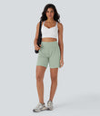 SoftlyZero™ Airy Super High Waisted 2-in-1 Cool Touch Yoga Shorts 7" with Pockets - Light Bean Green