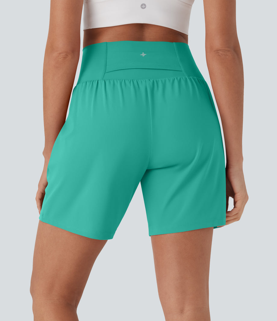 SoftlyZero™ Airy Super High Waisted 2-in-1 Cool Touch Yoga Shorts 7" with Pockets - Waterfall