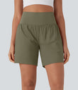 SoftlyZero™ Airy Super High Waisted 2-in-1 Cool Touch Yoga Shorts 7" with Pockets - Withered Green