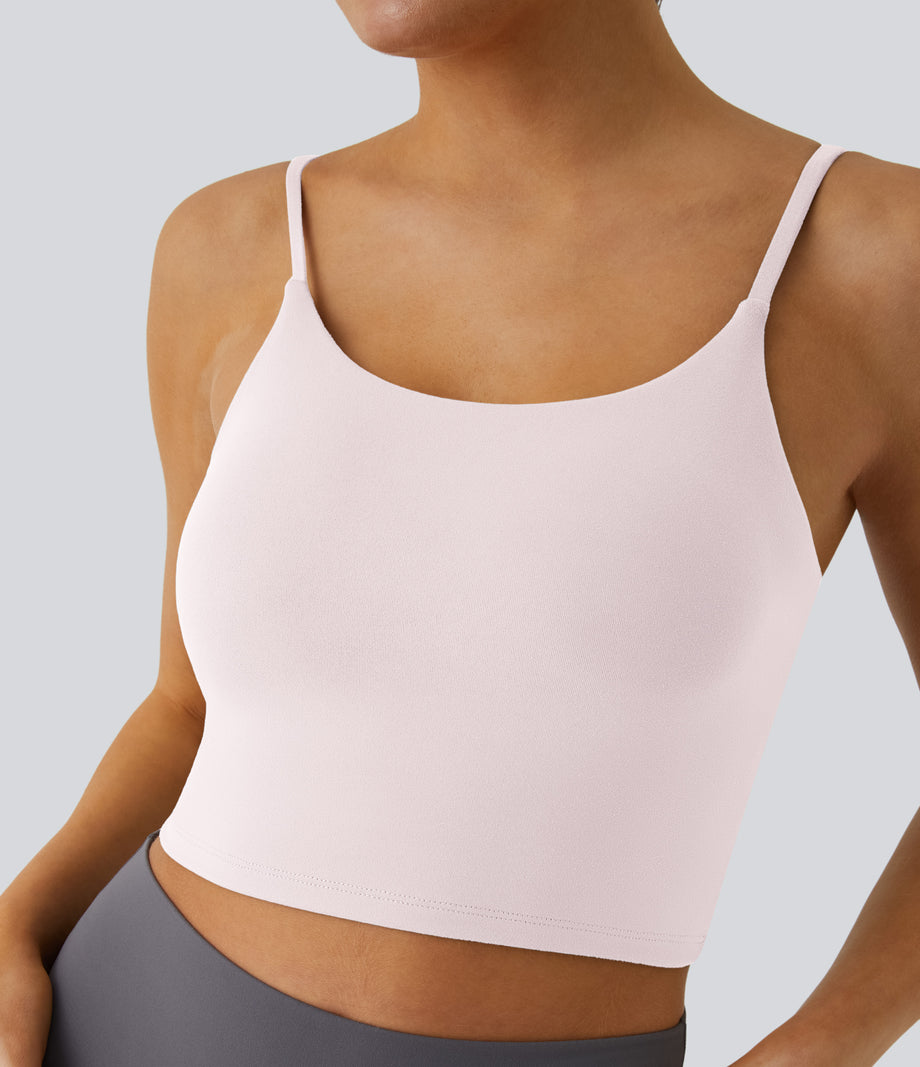 Basic Padded Workout Cropped Low Support Tank Top A-D Cups - Primrose Pink