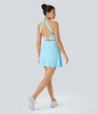 SoftlyZero™ Airy Backless Twisted Flare Low Support Dance Active Dress-Longer Length-Easy Peezy Edition A-D Cups - Spun Sugar