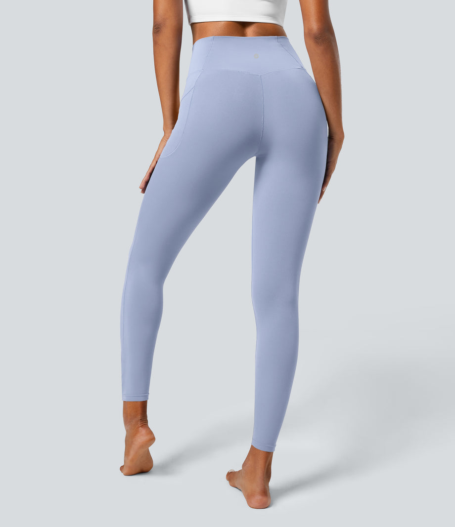 SoftlyZero™ Crossover Pocket Plain Leggings-UPF50+ - Xenon Blue