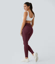 OneForm Seamless Flow High Waisted Booty Scrunch Leggings - Red Mahogany