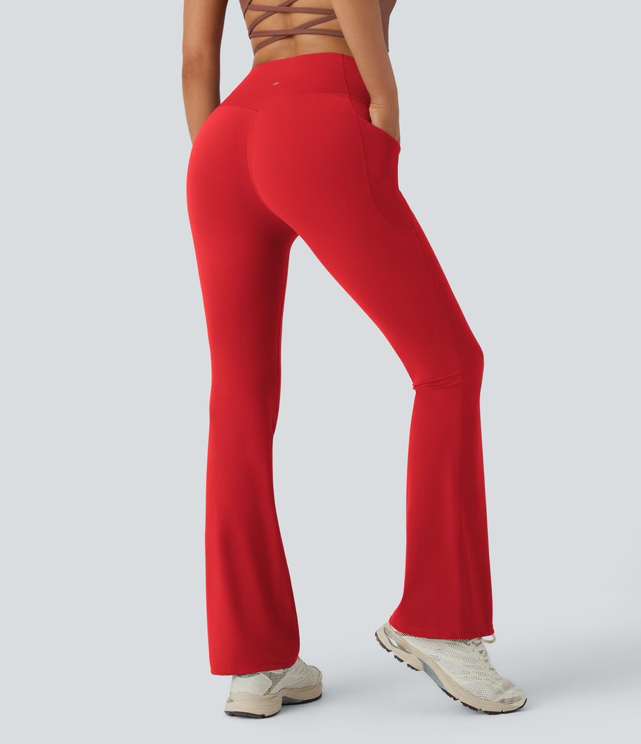 Halara UltraSculpt™ High Waisted Tummy Control Pocket Shaping Yoga Bootcut Leggings - Aura Orange