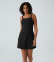 SoftlyZero™ Plush Double Straps 2-Piece Pocket Slip Dance Active Dress A-D Cups - Black