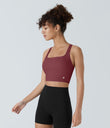 SoftlyZero™ Airy Square Neck Backless Crisscross Cropped Cool Touch Yoga Tank Top-UPF50+ - Cordovan