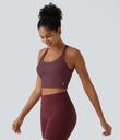 SoftlyZero™ Plush Cut Out Cropped Yoga Tank Top - Red Mahogany