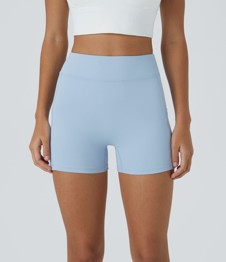 SoftlyZero™ Airy High Waisted Pocket Plain Cool Touch Yoga Shorts 3.5"-UPF50+ - Angel Falls