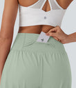SoftlyZero™ Airy Super High Waisted 2-in-1 Cool Touch Yoga Shorts 7" with Pockets - Light Bean Green