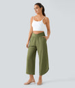 Breezeful™ High Waisted Crossover Quick Dry Resort Pants with Pockets - Sphagnum