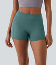SoftlyZero™ Airy High Waisted Pocket Plain Cool Touch Yoga Shorts 3.5"-UPF50+ - Rock Cyan Blue
