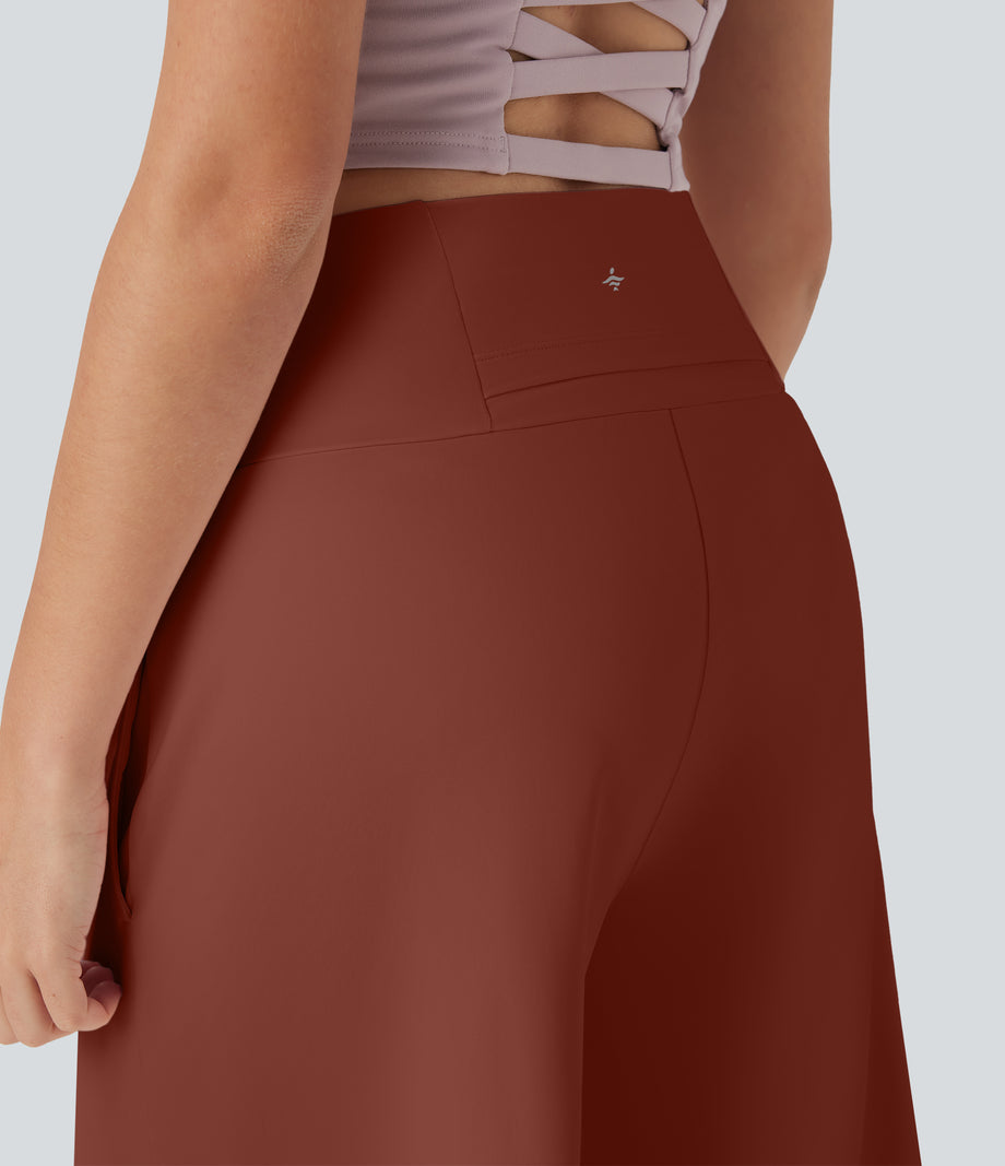 SoftlyZero™ Airy High Waisted Pockets Cool Touch Yoga Bermuda Shorts - Brandy Brown