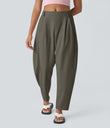 Mid Rise Pocket Barrel Leg Baggy Work Pants - Stone Gray