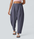 Mid Rise Pocket Barrel Leg Baggy Work Pants - Heron