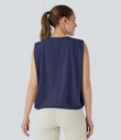 Round Neck Ruched Cool Touch Yoga Tank Top-UPF50+ - Patriot Blue