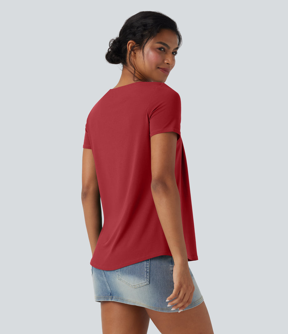 Square Neck Short Sleeve Casual Top - Emboldened