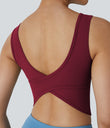 U Neck Crossover Barre Ballet Dance Tank Top A-D Cups - Deep Wine