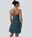 SoftlyZero™ Airy Cut Out 2-in-1 Pocket Cool Touch Longer Active Dress-UPF50+ - Ink Green