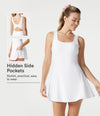 SoftlyZero™ Airy U Neck 2-in-1 Pocket Mini Cool Touch Dance Active Dress - White