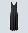 U Neck Flowy Maxi Casual Tank Dress - Black