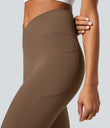 SoftlyZero™ Crossover Pocket Plain Leggings-UPF50+ - Muted Brown