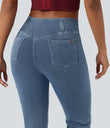 Halara Flex™ High Waisted Crossover Pocket Washed Casual Jeans -  Blue Jasper Denim