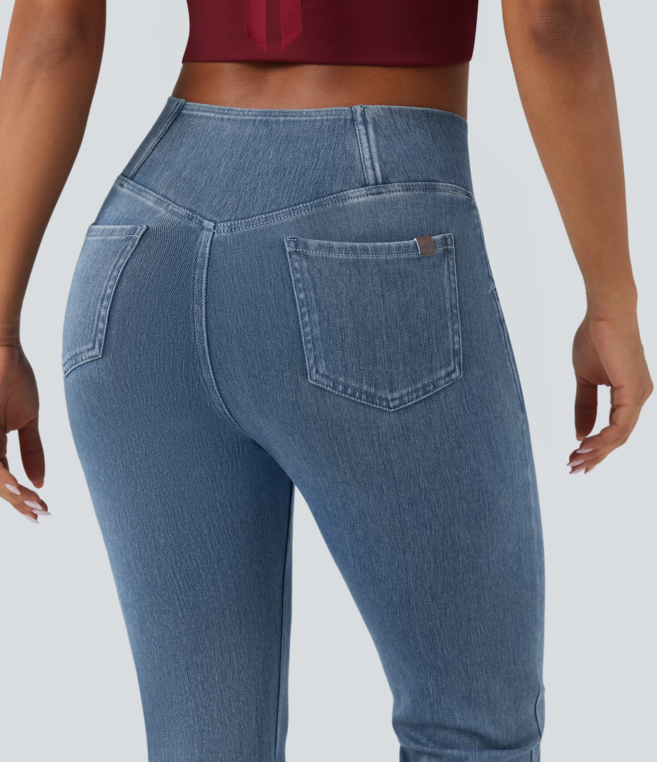 Halara Flex™ High Waisted Crossover Pocket Washed Casual Jeans -  Blue Jasper Denim