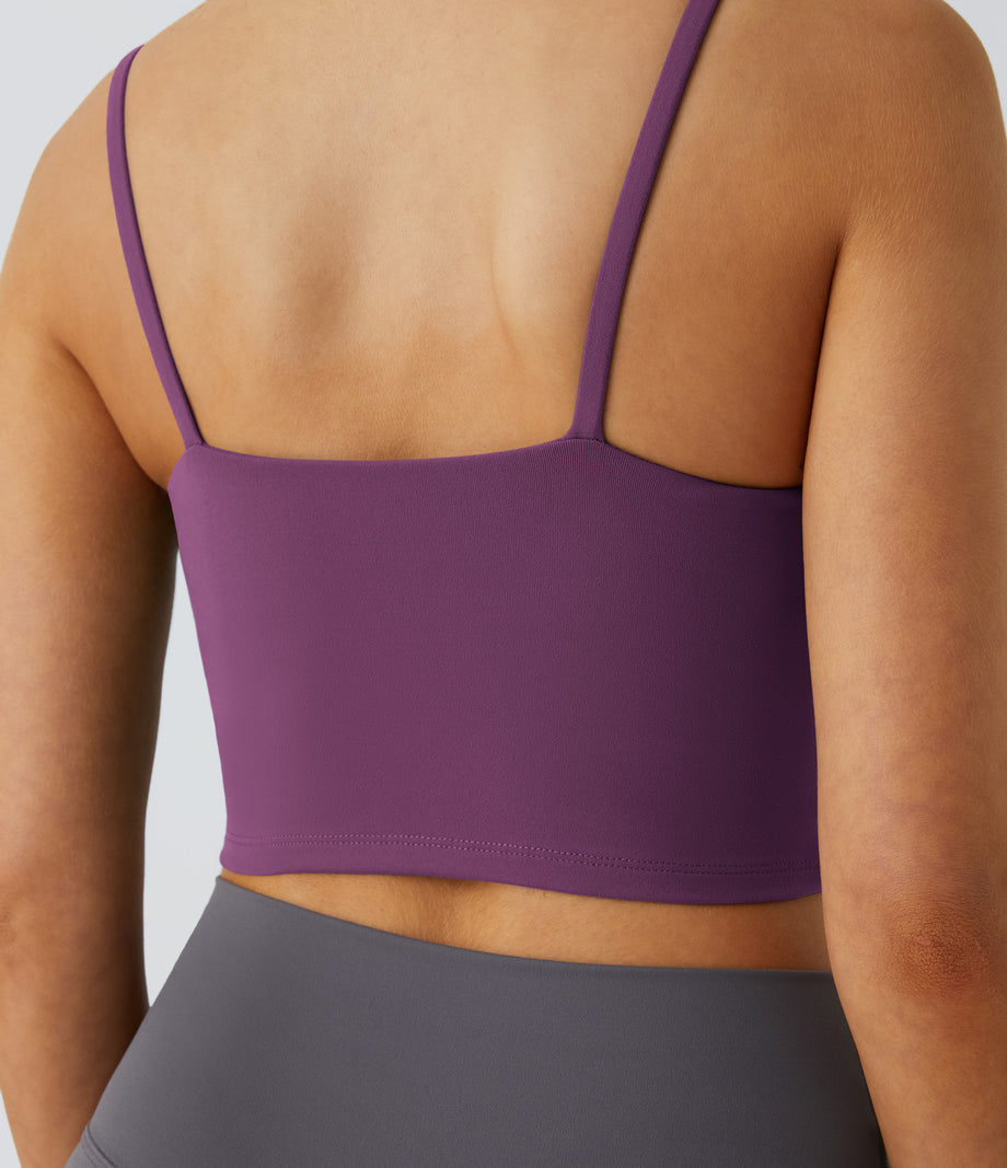 Basic Padded Workout Cropped Low Support Tank Top A-D Cups - Wood Violet