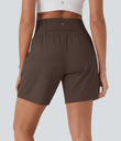 SoftlyZero™ Airy Super High Waisted 2-in-1 Cool Touch Yoga Shorts 7" with Pockets - Chocolate Martini