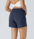 SoftlyZero™ Airy Super High Waisted 2-in-1  Cool Touch Yoga Shorts 5'' with Pockets-Longer Length - Mood Indigo