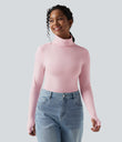 Halara HeatCore Turtleneck Long Sleeve Thumb Hole Casual Warming Top - Pale Lilac