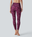 Halara UltraSculpt™ Leopard Print High Waisted Tummy Control Yoga Leggings with Pockets - Black and Fuchsia Leopard Print