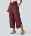 Breezeful™ High Waisted Crossover Quick Dry Resort Pants with Pockets - Amaranth