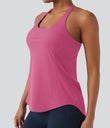 Halara UltraSculpt™ Round Neck Crisscross Back Running Tank Tops DD-F Cups - Pink Power