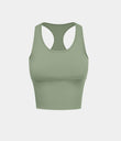 SoftlyZero™ Plush U Neck Racerback Cut Out Cropped Yoga Tank Top - Asparagus